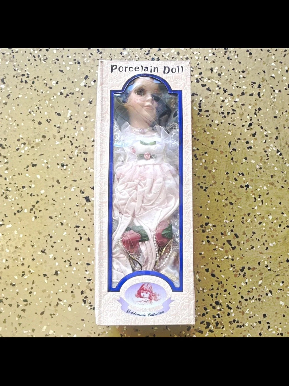 Porcelain Collectible Doll in Pink Dress - Classic Decorative Doll
